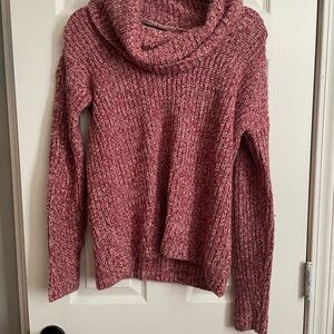 Lands' End Marled Pink Cowl Neck Sweater